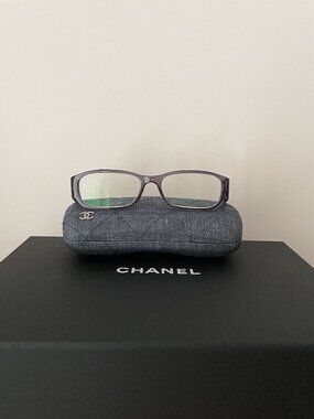 CHANEL Denim Fabric Purple Color Eyeglasses Frames